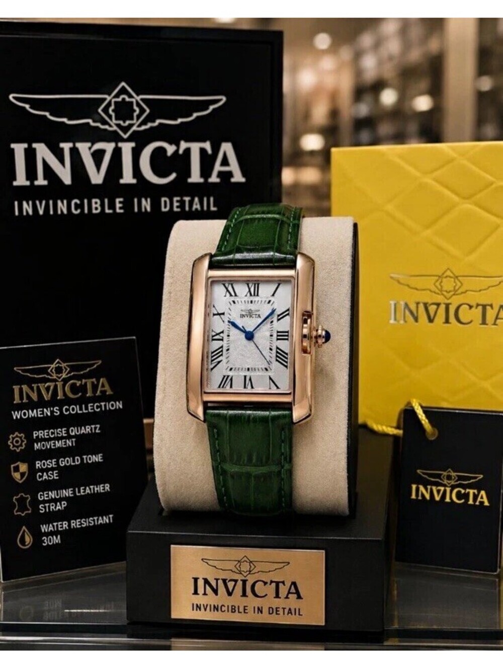 Invicta Celestial Women's Watch 30mm Green Band 70297 Rose Gold-Leather NEW